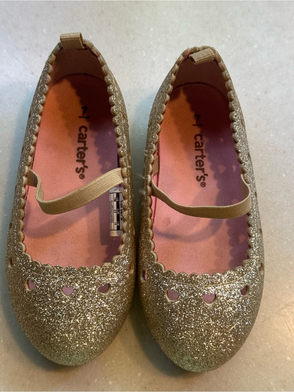 Carter's Girls' Glitter Gold Ballet Flats Size 7